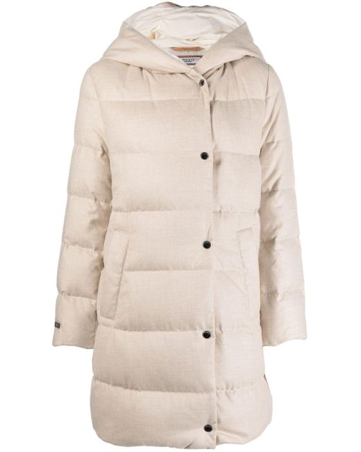 Peserico Feather-down Padded Coat in Natural | Lyst