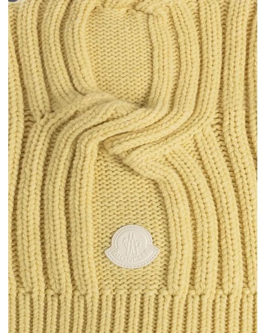 Moncler Metallic Cable-Knit Logo-Patch Scarf
