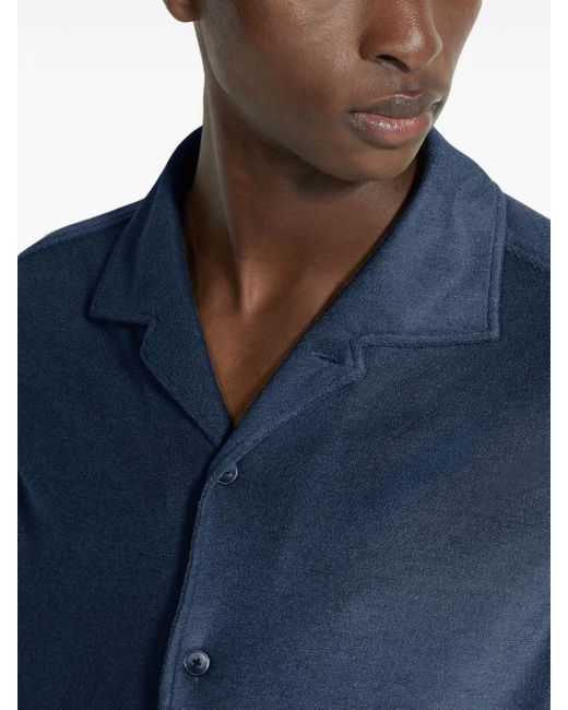 Zegna Blue Long-sleeve Cotton-silk Shirt for men