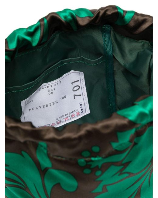 Sacai Green Floral-print Bucket Bag