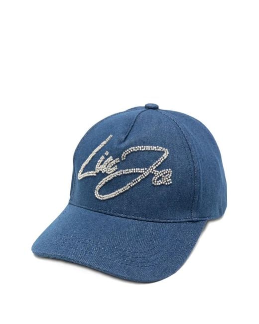 Liu Jo Blue Bead-Embellished Logo Baseball Cap