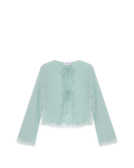 16Arlington Green Filipa Lace-Trim Tie-Front Blouse