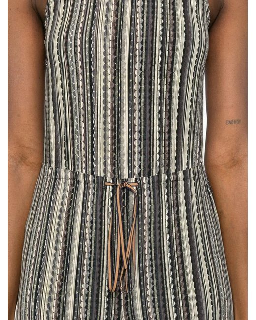 Siyu White Striped-Pattern Drawstring-Waist Jumpsuit