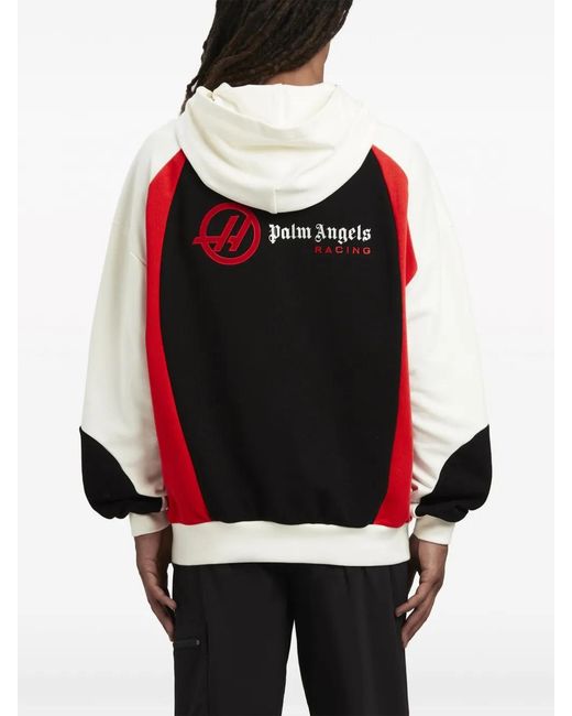 Palm Angels Red Paxhaas Colour-Block Hoodie for men