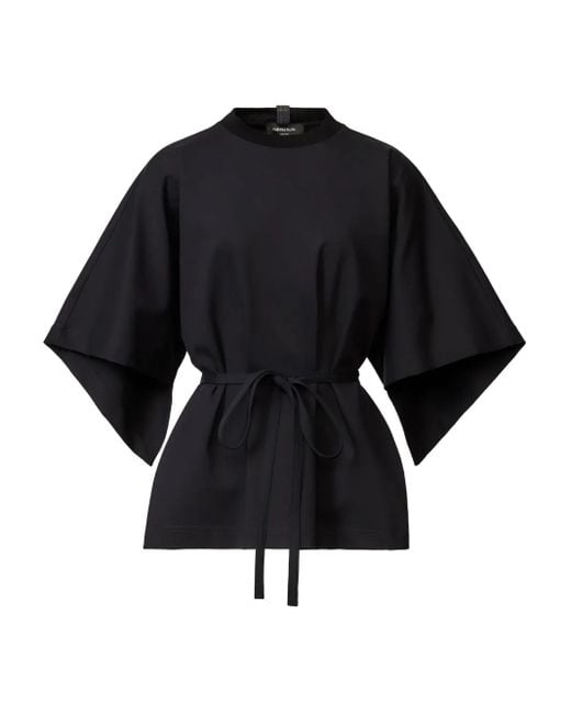 Fabiana Filippi Blue Tie-Waist Wide-Sleeve Blouse