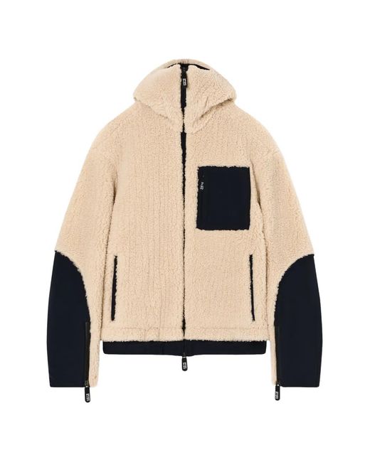 Giorgio Armani Natural Neve Cashmere And Silk Hooded Pea Coat