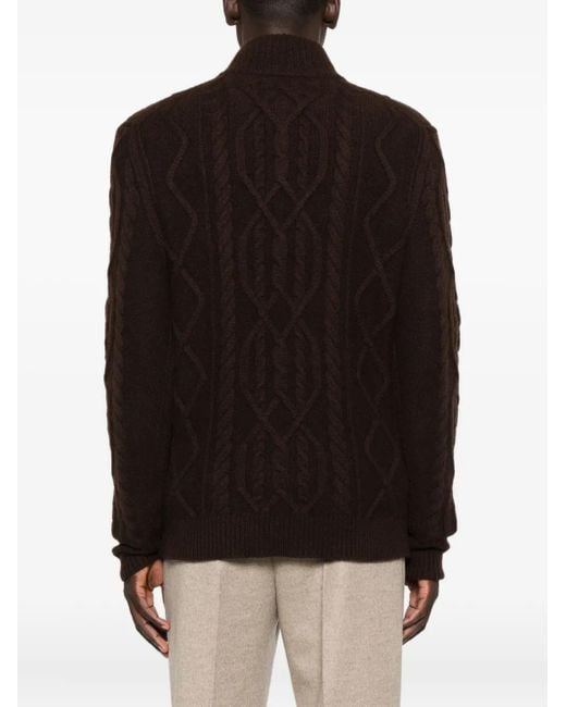 Eric Bompard Pullover mit Zopfmuster in Black für Herren