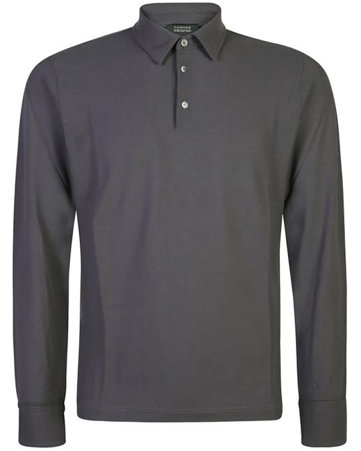 Zanone Gray Slim-Cut Cotton Polo Shirt for men