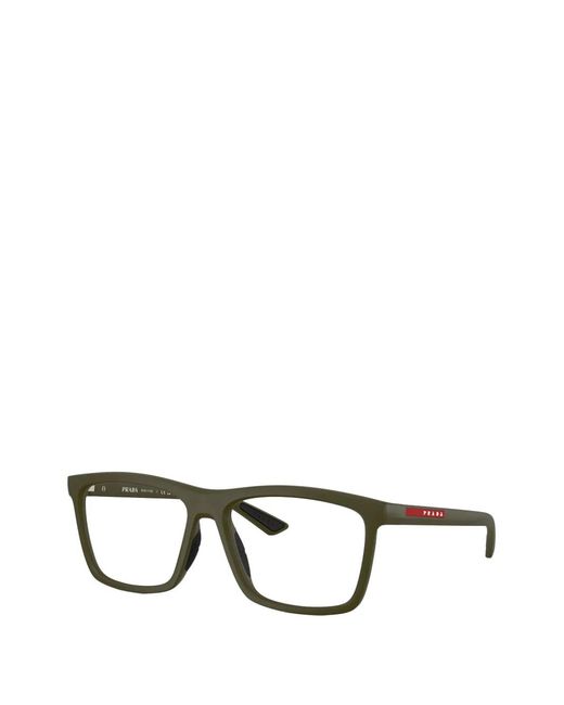 Prada Linea Rossa Black Rectangle-Frame Glasses