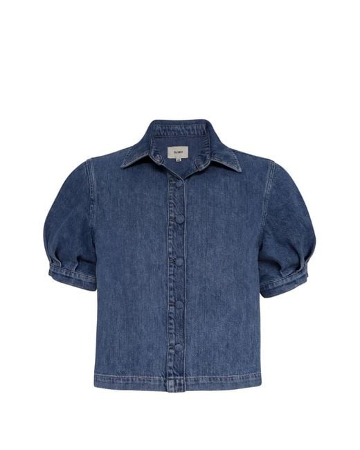 DL1961 Blue Montauk Puff-Sleeved Denim Shirt