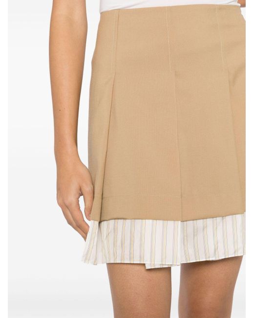 Marni Natural Panelled Pleated Miniskirt