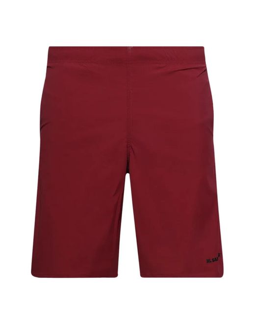 Jil Sander Red Long Boxer Swim Shorts for men