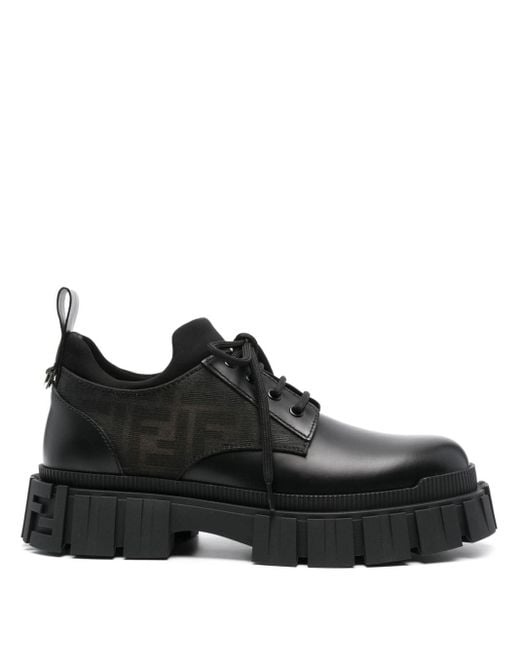 Fendi Force Derby-Schuhe mit Kontrasteinsätzen in Black für Herren