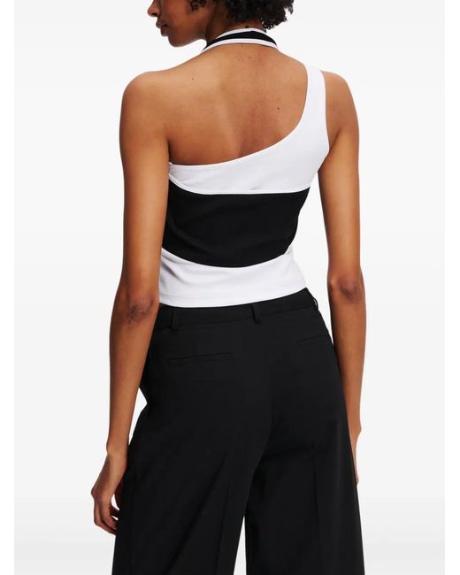 Karl Lagerfeld Black Block-Print Ribbed T-Shirt