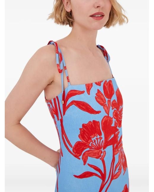 Cara Cara White Chelsea Floral-Print Midi Dress