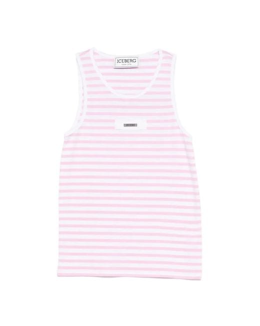 Iceberg Pink Striped Plaque Top