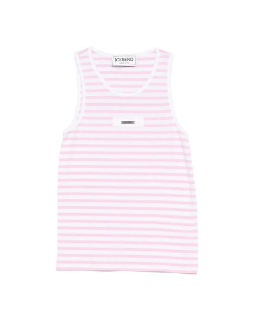 Iceberg Pink Striped Plaque Top