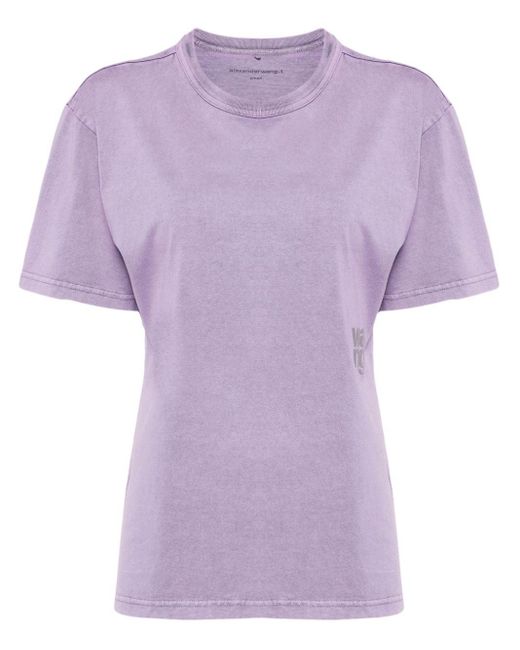 Alexander Wang Purple Puff Logo Boxy-fit Cotton T-shirt