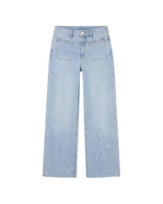 PAIGE Blue Anessa Wide-Leg Jeans