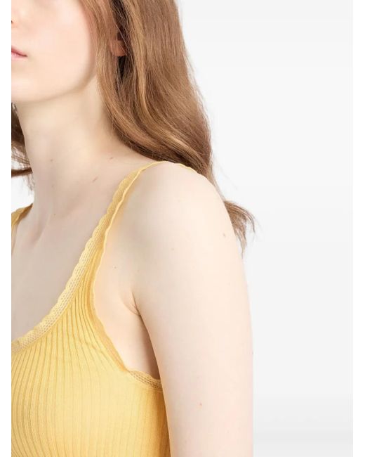 Prada Yellow Cotton Ribbed Tank Top