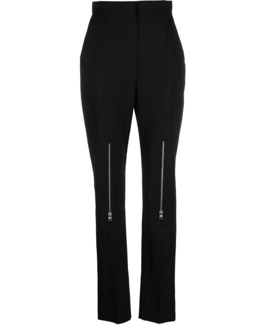 McQueen Black Zip-Embellished Wool Trousers