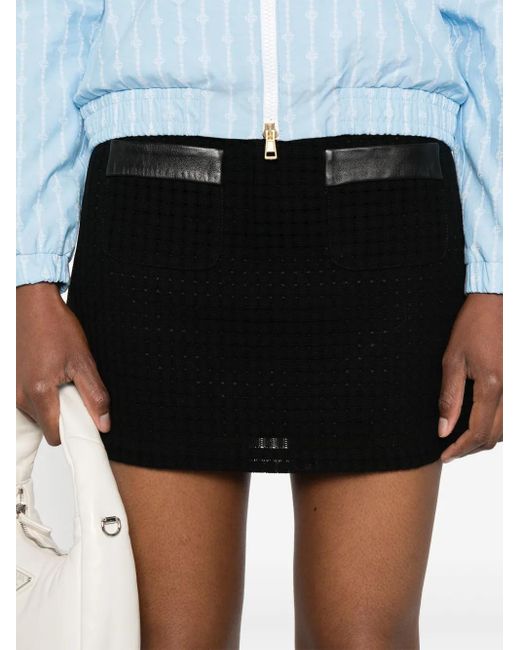 Casablanca Black Open-Weave Tailored Mini Skirt