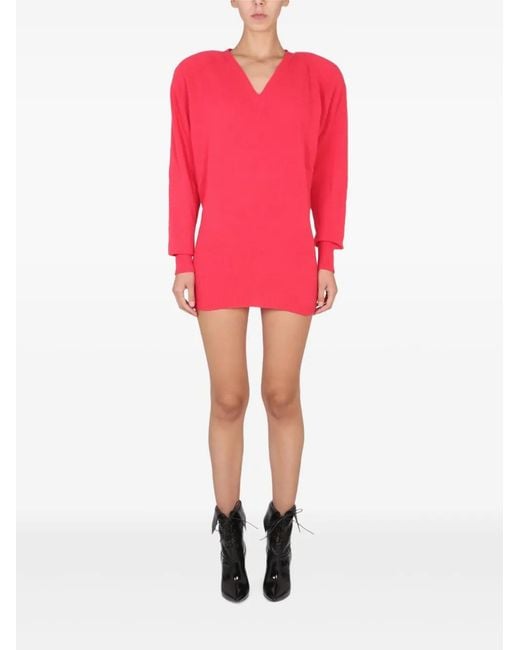 Philosophy Di Lorenzo Serafini Red V-Neck Long-Sleeve Mini Dress