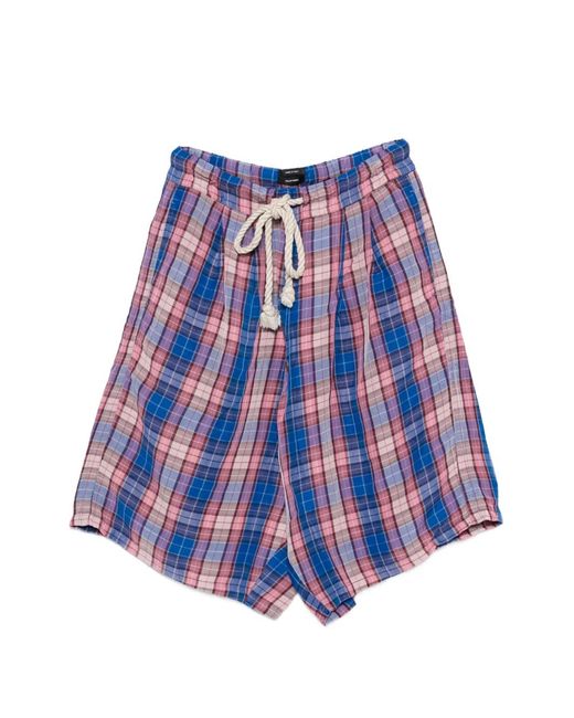 R13 Blue Plaid Drawstring Shorts
