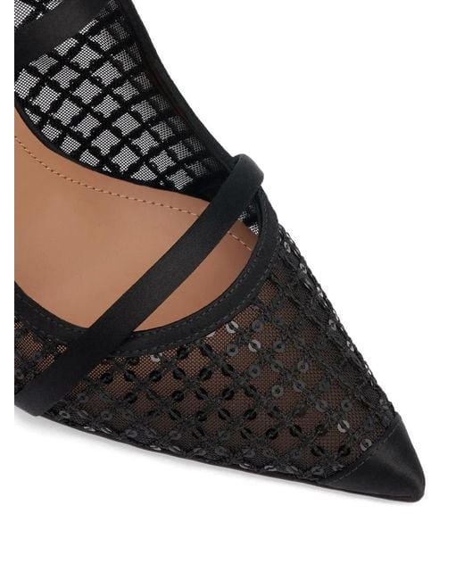 Malone Souliers Black Maureen Sequin-Embellished Mesh Mules