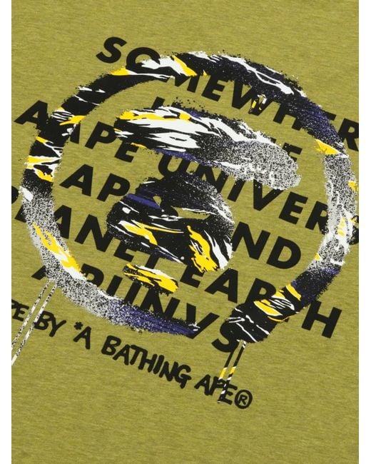 Aape By A Bathing Ape Green Logo-Patch T-Shirt for men