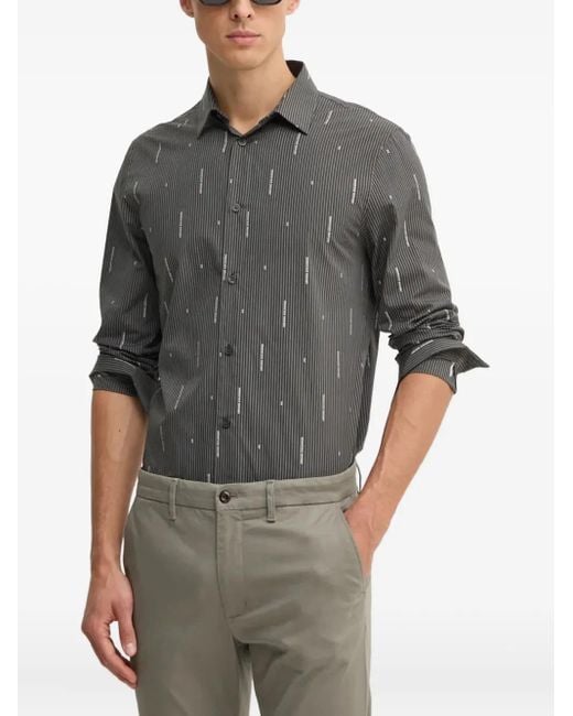 ARMANI EXCHANGE Gray Striped Buttoned Shirt for men