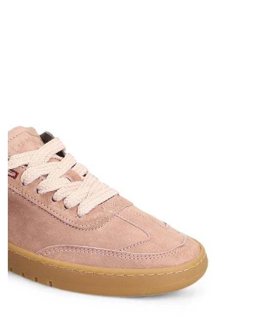 PIUMESTUDIO Pink Suede Round-Toe Sneakers