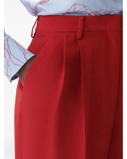 Fabiana Filippi Red Pleated Pressed-Crease Trousers