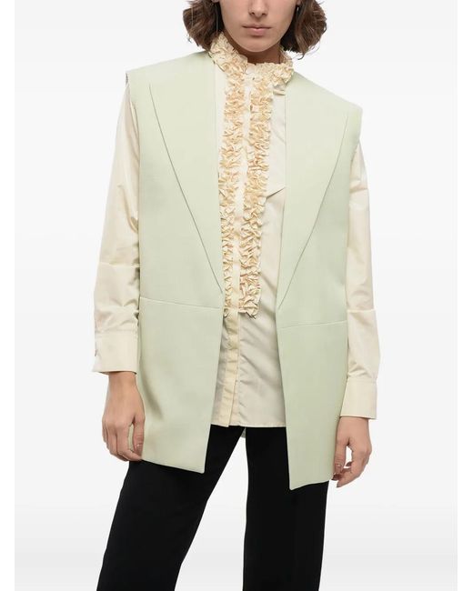 Jil Sander Natural Blazer Sans Manches À Bords Francs