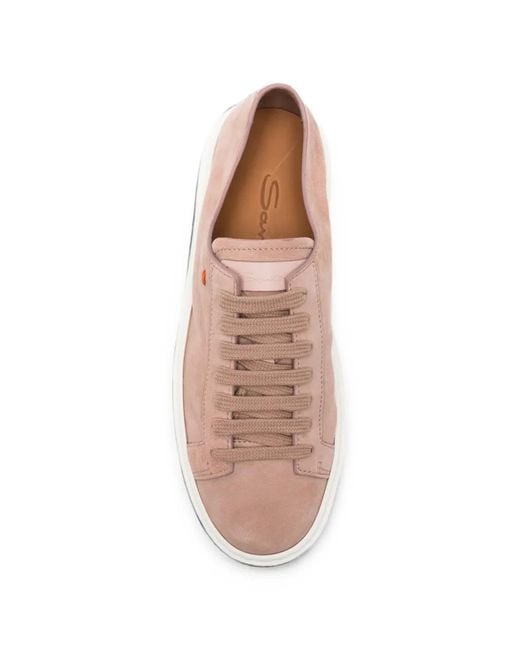 Santoni Pink Clean Icon Toy Suede Sneakers