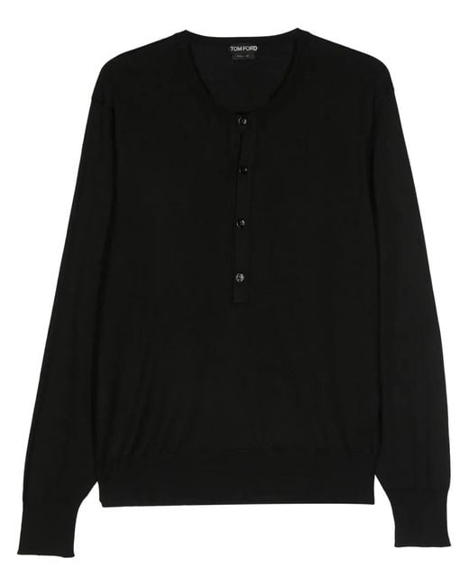 Tom Ford Black Fine-Knit Silk T-Shirt for men