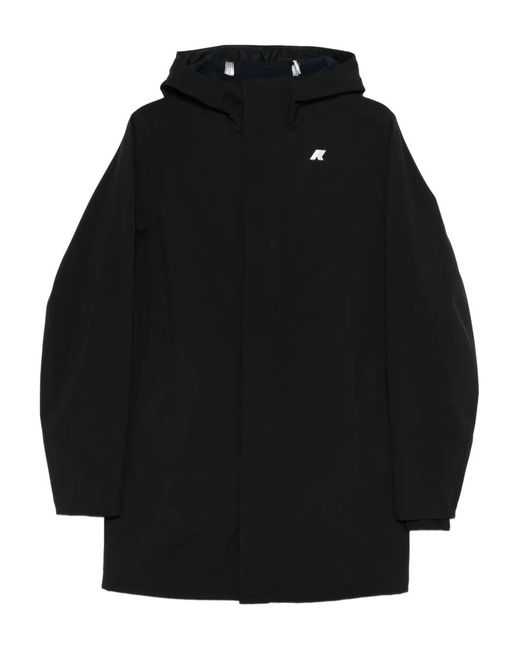 K-Way Black Hooded Coat for men