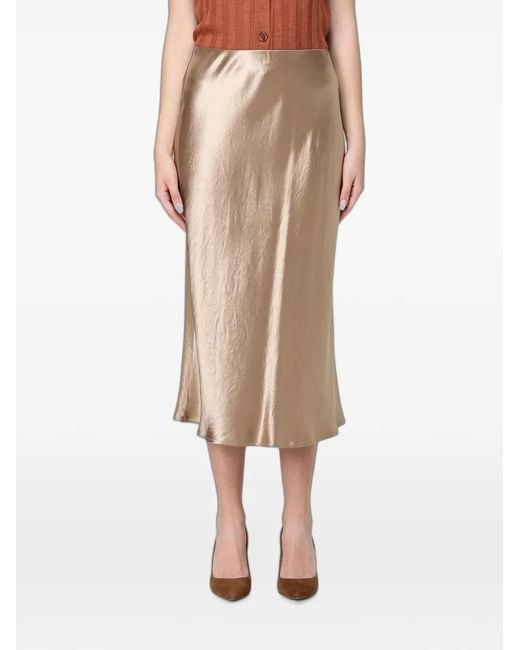 Max Mara Natural Satin-Finish Silk Skirt
