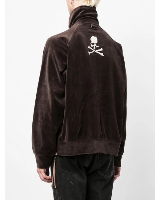 MASTERMIND WORLD Black Skull-Embroidered Zip-Up Jacket for men