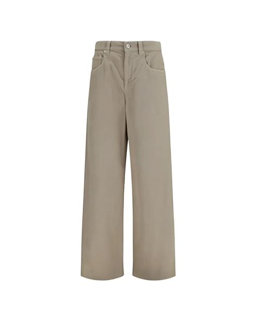 Brunello Cucinelli Natural Ribbed-Texture Monili-Detail Trousers
