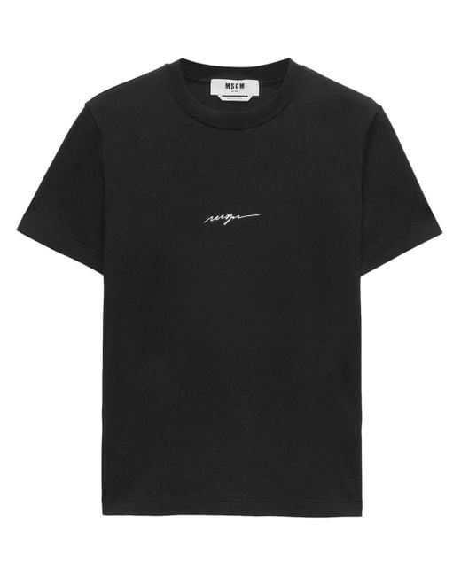 T-shirt en coton à logo imprimé MSGM en coloris Black