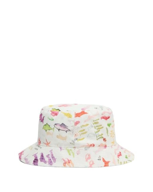 Vilebrequin White Print-Detail Bucket Hat