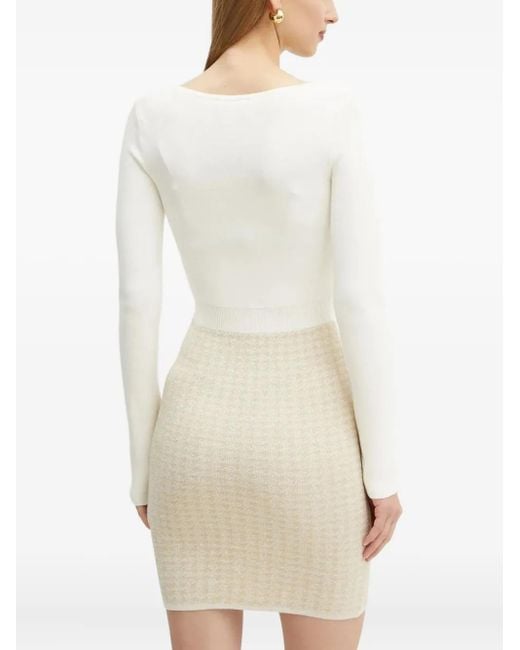 Guess Pearl-Button Knit Mini Dress in Natural | Lyst Guess Pearl-Button Knit Mini Dress in Natural | Lyst