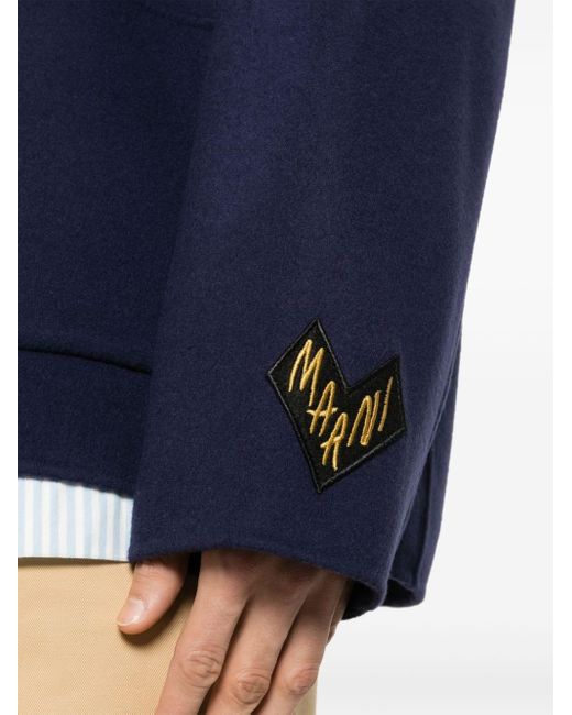 Marni Blue Logo-patch Shirt Jacket for men