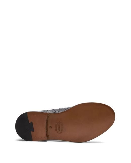 Scarosso Black Woven Leather Derby Shoes for men