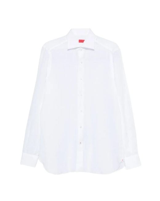 Isaia White Buttoned Long-Sleeve Shirt for men