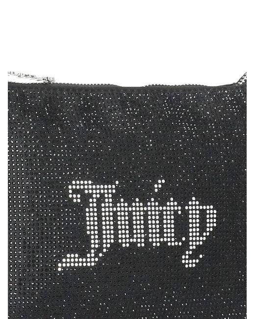 Juicy Couture Black Strass-Embellished Logo Clutch Bag