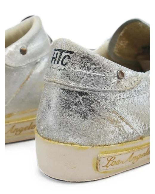 HTC White Vipers Distressed-Finish Low-Top Sneakers