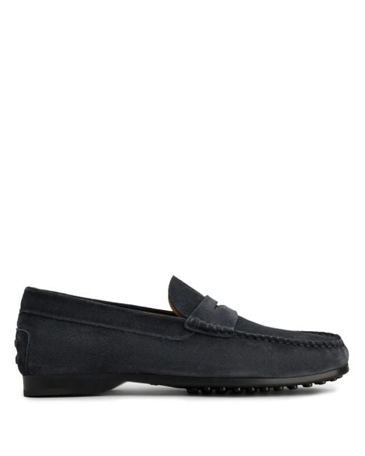 Tod's Black Leather Loafer Shoes for men