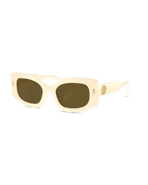 Tory Burch Natural Miller Rectangle-Frame Sunglasses